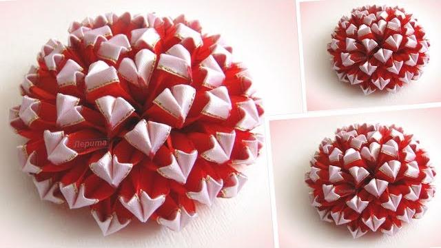 DIY flor de fita de cetim kanzashi