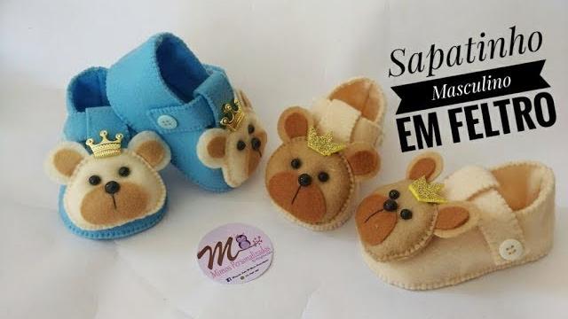 Sapatinho masculino em feltro – Morgania Sales M Mimos Personalizados
