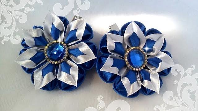 Lindas flores para prendedores de cabelo estilo kanzashi