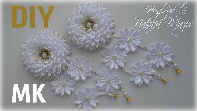 Flores brancas para customização – Estilo Kanzashi