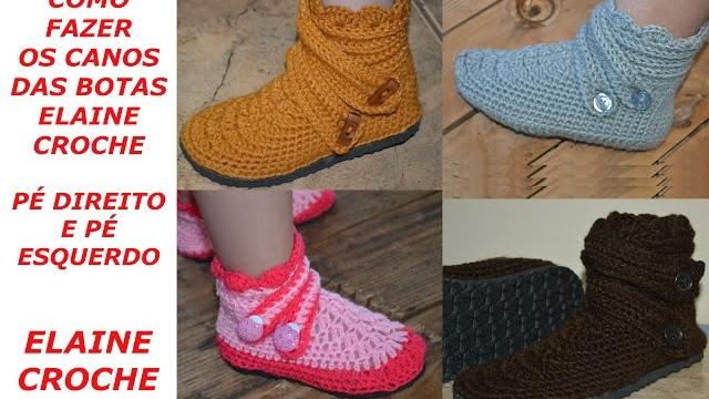 COMO FAZER OS CANOS DAS BOTAS ELAINE CROCHE – PÉ DIREITO E ESQUERDO