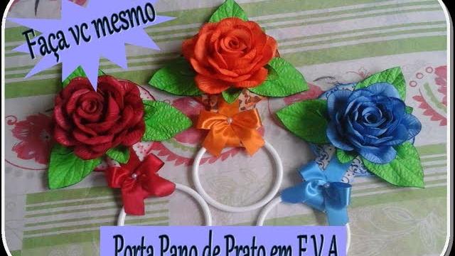 Porta Pano de Prato Rosa frisada conjugada