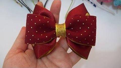 Laço duro triplo com fita de cetim e fita de tecido – I parte