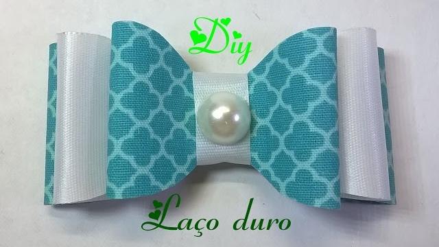 Laço duro com tecido e fita de cetim \ Hard knot of fabric and satin ribbon