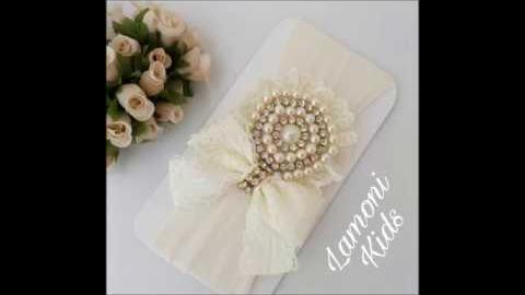 Faixa bebê Luxo pérolas e renda