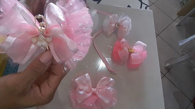 Laço bailarina com organza e tule
