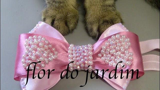 Laço de fitas e meia pérolas – strass -Headband tie