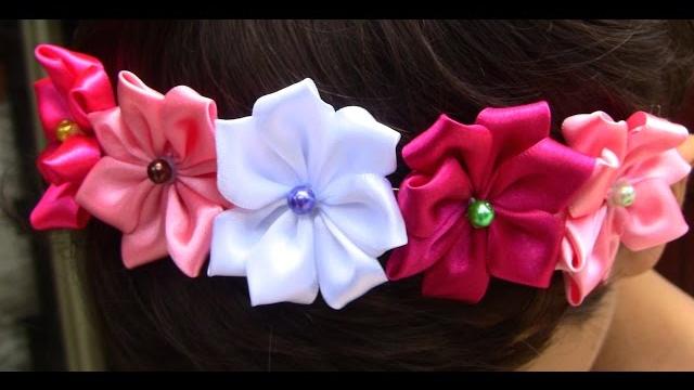 Tiara com Flores de Cetim – how to make a new satin flower model
