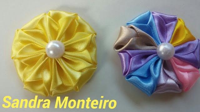 DIY: Como fazer flor de fita de cetim super fácil por Sandra Monteiro