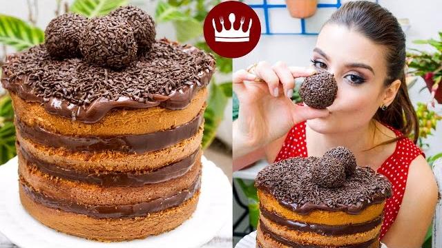NAKED CAKE DE CENOURA COM BRIGADEIRO