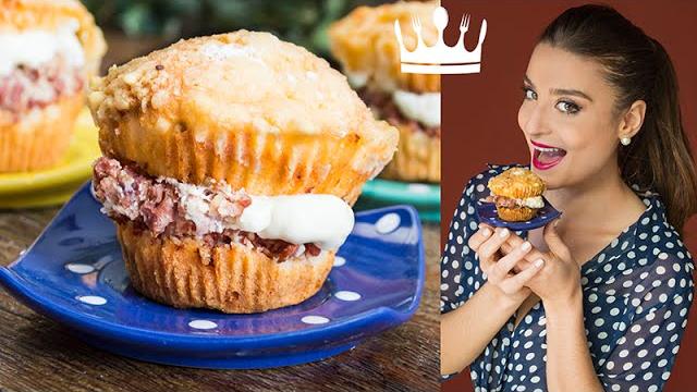 CUPCAKE DE CALABRESA COM CATUPIRY (massa de liquidificador)