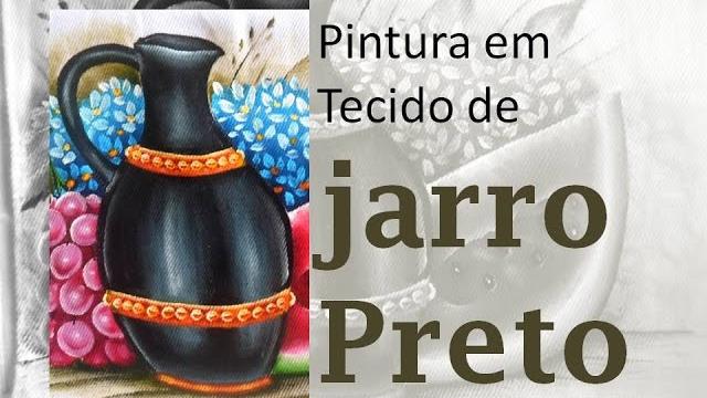 Pintando um jarro preto em tecido