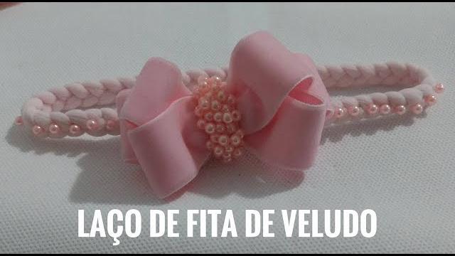 Laço com fita de veludo e gorgurão