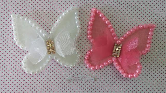 Borboleta com feltro e pérolas