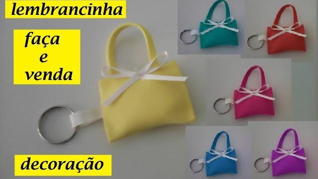 Lembrancinha de aniversario fácil – chaveiro bolsinha em E.V.A