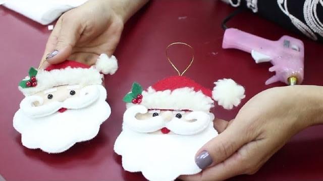 Enfeite de Papai Noel usando feltro