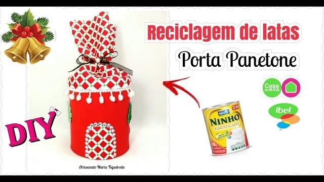 Lata de leite decorada para o Natal – Porta Panetone