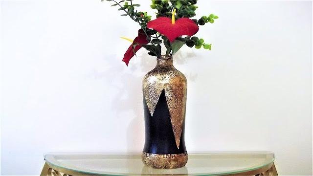 COMO FAZER VASO COM GARRAFA DE VIDRO DECORADA