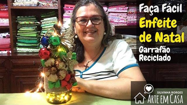 Enfeite de Natal com Pisca pisca Reciclando Garrafão de Vidro
