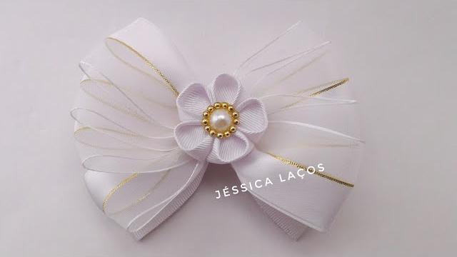 Laço escadinha – Laço fácil – Laço de organza e gorgurão