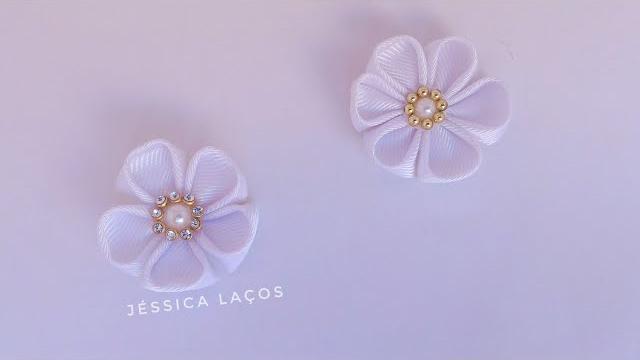Flor delicadinha – Simples Flor kanzashi