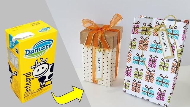 Ideia com Caixa de Leite para o Natal