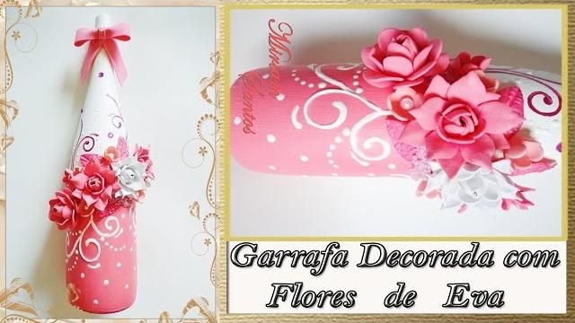 GARRAFA ROSA COM FLORES EM EVA SEM FRISADOR – PASSO A PASSO