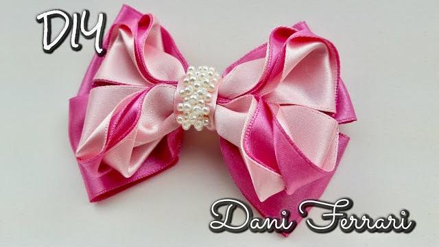 Laço de fita de cetim – Tutorial passo a passo – Ribbon bow hair – Dani Ferrari