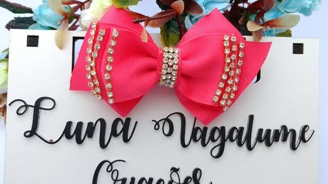 Laço Encanto para RN com gorgurão e strass