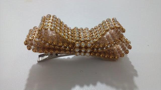 Passo a passo de laço chanel duplo com manta de strasses