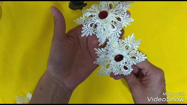 Como fazer tiara com flor de guipir