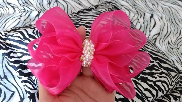Big Laço com organza na tiara