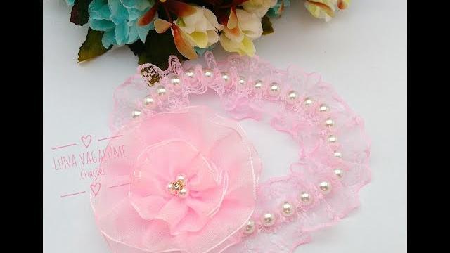 Faixa Mimosa com renda e pérolas para RN