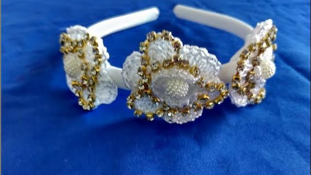 Como fazer tiara de crochê e strass passo a passo