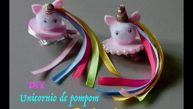 Unicórnio de pompom e feltro na boca de jacaré -DIY