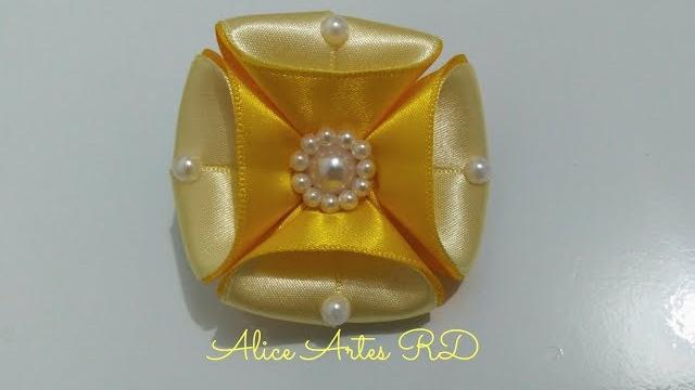 Flor de fita de cetim – Passo a passo
