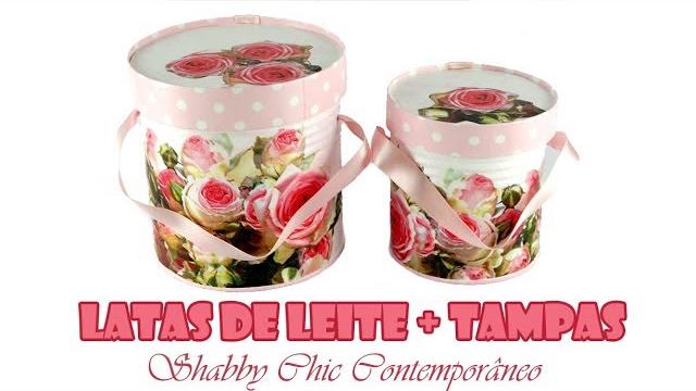 Latas de Leite Decoradas + Tampas Estilo Shabby Chic