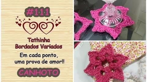 PORTA COPO E PORTA GUARDANAPO DE FLOR EM CROCHÊ PARA CANHOTOS