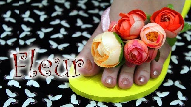 Chinelo decorado: Havaiana decorada com flores de seda