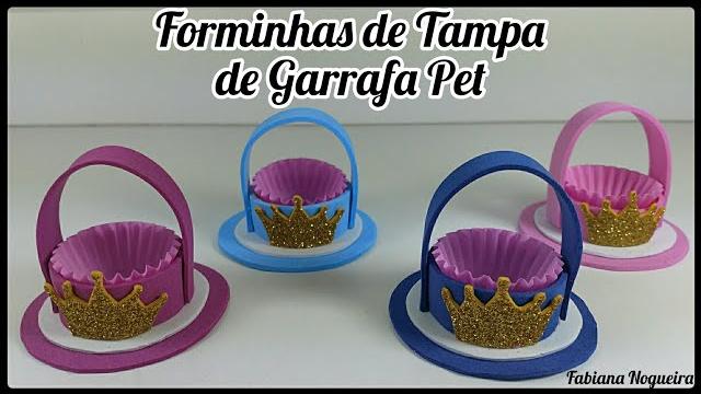 IDEIA com Tampinha de Garrafa Pet – Forminhas de Cestinha