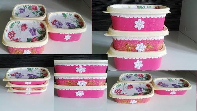 KIT DE POTES FEITO COM POTES DE MARGARINA