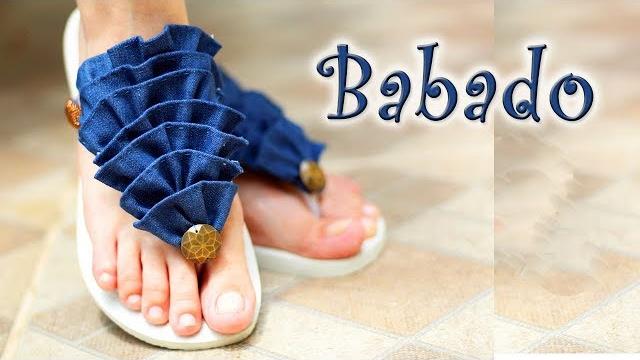 Chinelo decorado: Chinelo de babado jeans