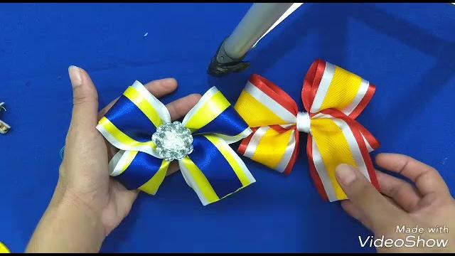 Laço boutique com 3 cores e uma ponta passo a passo
