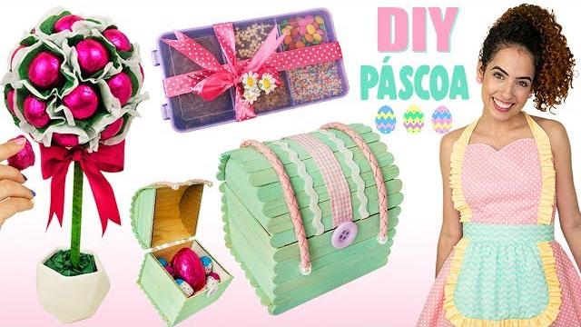PRESENTES FÁCEIS E BARATOS PRA PÁSCOA – Baú de palitos, flores de bombom e kit brigadeiro