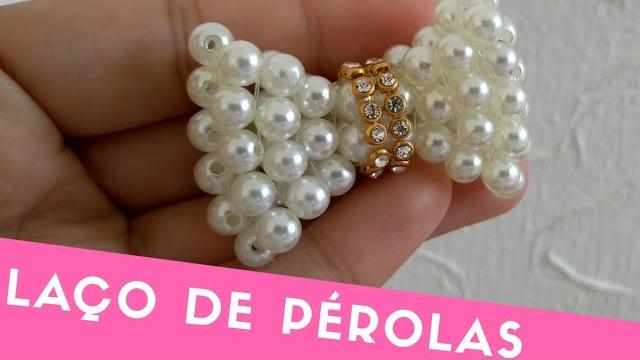 Laço de pérolas – como fazer – passo a passo simples