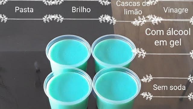 Faça pasta brilho com álcool em gel vinagre cascas de limão sem soda