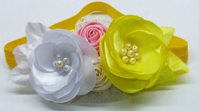 Como hacer una flor de listón – Banditas con flores elaboradas Facilmente