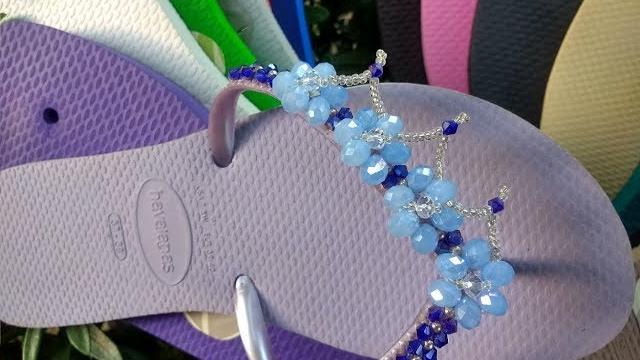 Diy Trama de Cristais e Miçangas – Para Chinelos Customizados