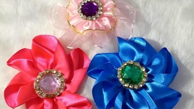 Como fazer Flor de fita de cetim cata-vento