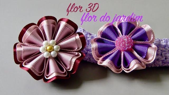 DIY – Flor 3D de fitas de gorgurão